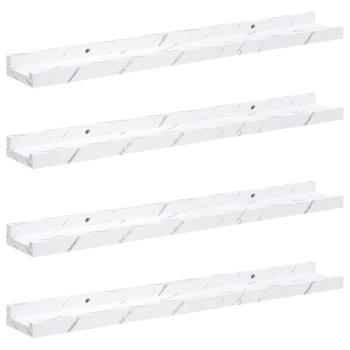Wandregal 4 stk. Weiß Marmor 60 x 9 x 3 cm Holzwerkstoff