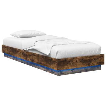 Bettgestell mit LED Geräucherte Eiche 80 x 200 cm Holzwerkstoff