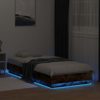 Bettgestell mit LED Geräucherte Eiche 80 x 200 cm Holzwerkstoff