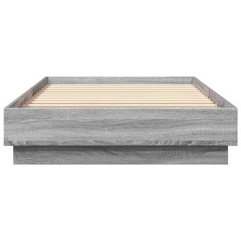 Bettgestell mit LED Grau Sonoma 80 x 200 cm Holzwerkstoff