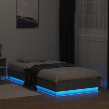 Bettgestell mit LED Betongrau 80 x 200 cm Holzwerkstoff