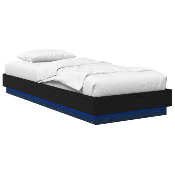 Bettgestell mit LED Schwarze Eiche 80 x 200 cm Holzwerkstoff
