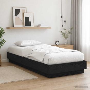 Bettgestell mit LED Schwarze Eiche 80 x 200 cm Holzwerkstoff