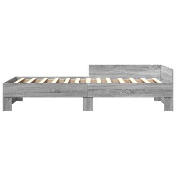 Bettgestell mit Kopfteil Sonoma-Grau 80 x 200 cm Holzwerkstoff