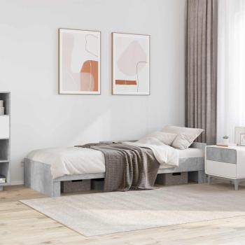 ARDEBO.de - Bettgestell mit Kopfteil Betongrau 80 x 200 cm Holzwerkstoff