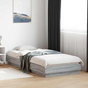 ARDEBO.de - Bodenbettgestell Sonoma-Grau 80 x 200 cm Holzwerkstoff
