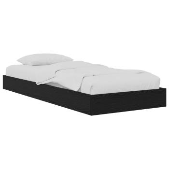 Bodenbettgestell Schwarz Eichen-Optik 80 x 200 cm Holzwerkstoff