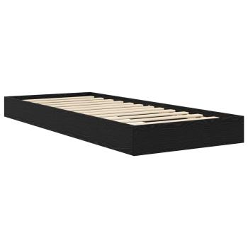 Bodenbettgestell Schwarz Eichen-Optik 80 x 200 cm Holzwerkstoff