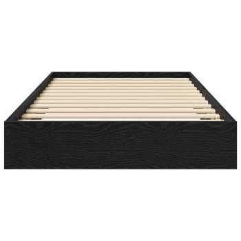 Bodenbettgestell Schwarz Eichen-Optik 80 x 200 cm Holzwerkstoff