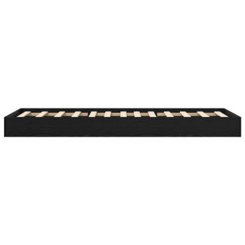 Bodenbettgestell Schwarz Eichen-Optik 80 x 200 cm Holzwerkstoff