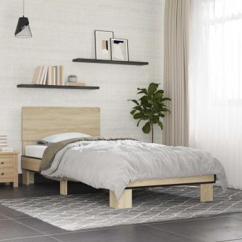 ARDEBO.de - Bettgestell mit Kopfteil Sonoma-Eiche 80 x 200 cm Holzwerkstoff