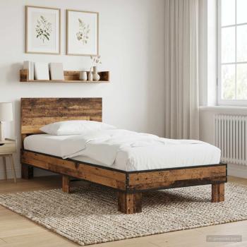 ARDEBO.de - Bettgestell mit Kopfteil Altholz 80 x 200 cm Holzwerkstoff