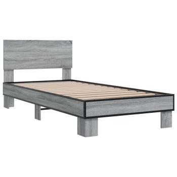 Bettgestell mit Kopfteil Grau Sonoma 80 x 200 cm Holzwerkstoff