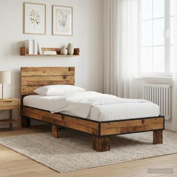 ARDEBO.de - Bettgestell mit Kopfteil Altholz 80 x 200 cm Holzwerkstoff