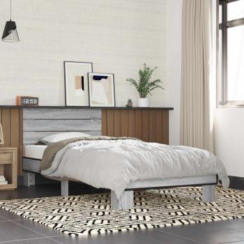 ARDEBO.de - Bettgestell mit Kopfteil Grau Sonoma 80 x 200 cm Holzwerkstoff