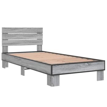 Bettgestell mit Kopfteil Grau Sonoma 80 x 200 cm Holzwerkstoff