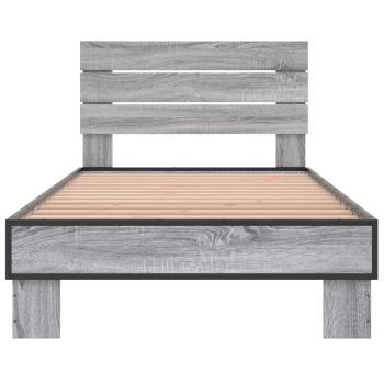 Bettgestell mit Kopfteil Grau Sonoma 80 x 200 cm Holzwerkstoff