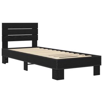 Bettgestell mit Kopfteil Schwarze Eiche 80 x 200 cm