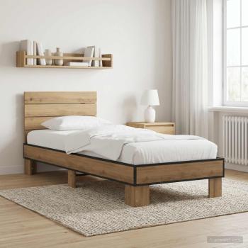 ARDEBO.de - Bettgestell mit Kopfteil Artisan-Eiche 80 x 200 cm