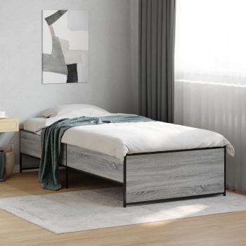 ARDEBO.de - Bettrahmen Grau Sonoma 80 x 200 cm Holzwerkstoff