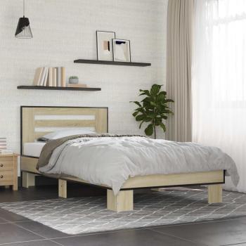 ARDEBO.de - Bettgestell mit Kopfteil Sonoma-Eiche 80 x 200 cm Holzwerkstoff