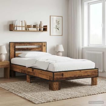 ARDEBO.de - Bettgestell mit Kopfteil Altholz 80 x 200 cm Holzwerkstoff