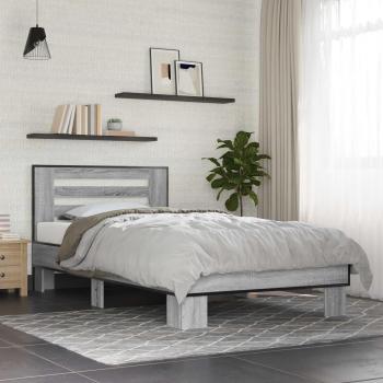 ARDEBO.de - Bettgestell mit Kopfteil Grau Sonoma 80 x 200 cm Holzwerkstoff