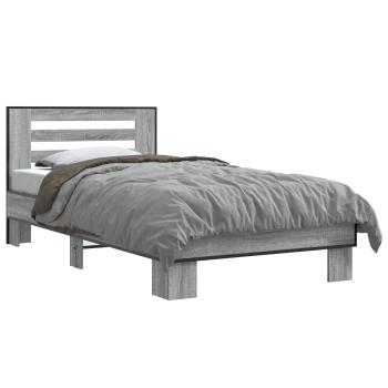 Bettgestell mit Kopfteil Grau Sonoma 80 x 200 cm Holzwerkstoff