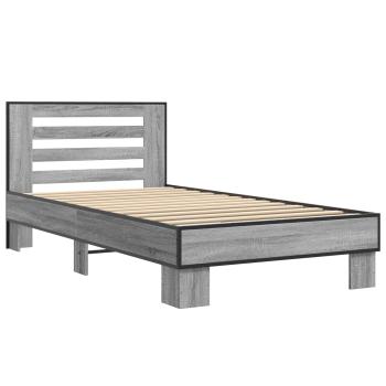 Bettgestell mit Kopfteil Grau Sonoma 80 x 200 cm Holzwerkstoff