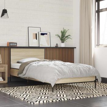 ARDEBO.de - Bettgestell mit Kopfteil Sonoma-Eiche 80 x 200 cm Holzwerkstoff