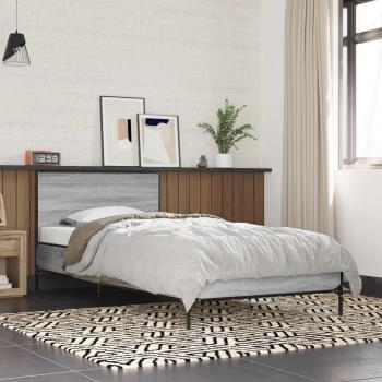 ARDEBO.de - Bettgestell mit Kopfteil Grau Sonoma 80 x 200 cm Holzwerkstoff