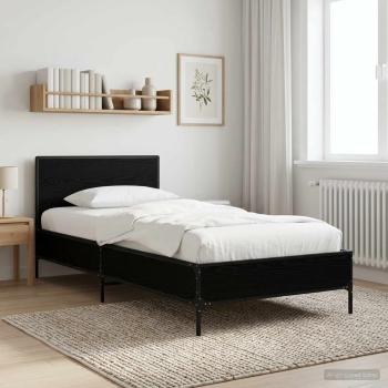 ARDEBO.de - Bettgestell mit Kopfteil Schwarz Eichen-Optik 80 x 200 cm