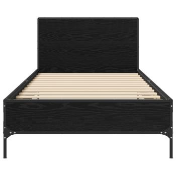 Bettgestell mit Kopfteil Schwarz Eichen-Optik 80 x 200 cm