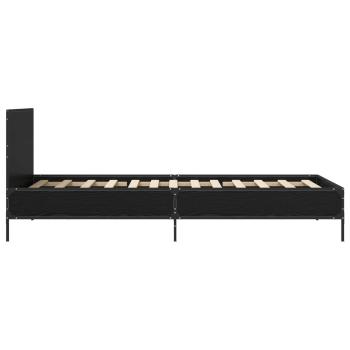 Bettgestell mit Kopfteil Schwarz Eichen-Optik 80 x 200 cm