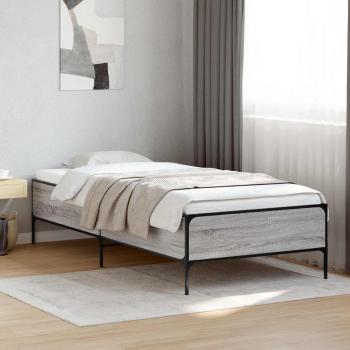 ARDEBO.de - Bettrahmen Grau Sonoma 80 x 200 cm Holzwerkstoff