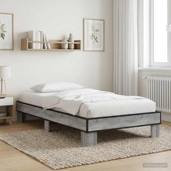 ARDEBO.de - Bettrahmen Grau Sonoma 80 x 200 cm Holzwerkstoff
