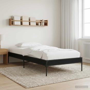 ARDEBO.de - Bettrahmen Schwarz Eichen-Optik 80 x 200 cm Holzwerkstoff