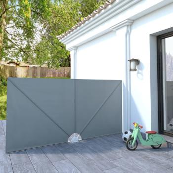 ARDEBO.de - Faltbarer Terrassen-Seitenfächer Grau 300×150 cm