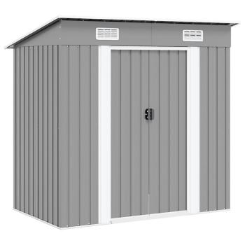 ARDEBO.de - Gartenschuppen Grau Metall