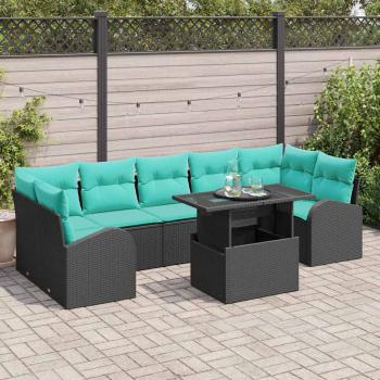 ARDEBO.de - Gartensofa-set 8 stk. Schwarz Poly Rattan