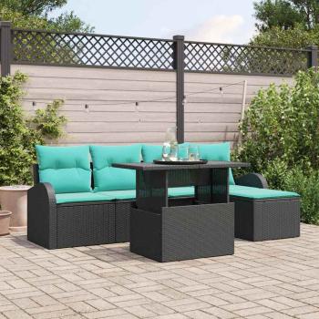 ARDEBO.de - Gartensofa-set 6 Stk. Schwarz Poly Rattan