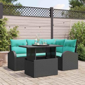 ARDEBO.de - Gartensofa-set 5 stk. 4-Sitzanzahl Schwarz Poly Rattan