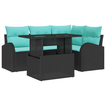 Gartensofa-set 5 stk. 4-Sitzanzahl Schwarz Poly Rattan