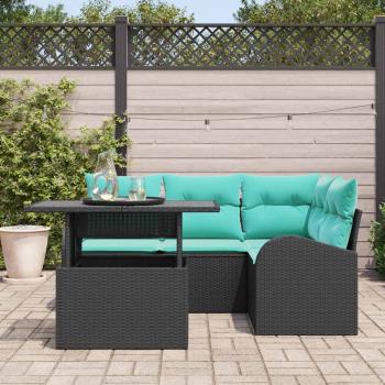 Gartensofa-set 5 stk. 4-Sitzanzahl Schwarz Poly Rattan