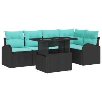 Gartensofa-set 6 stk. 5-Sitzanzahl Schwarz Poly Rattan