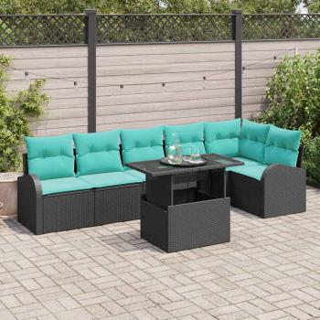 ARDEBO.de - Gartensofa-set 7 Stk. Schwarz Poly Rattan