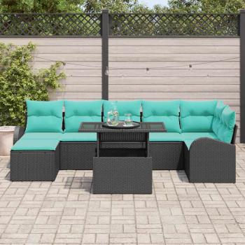 Gartensofa-set 8 Stk. Schwarz Poly Rattan