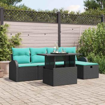 ARDEBO.de - Gartensofa-set 6 Stk. Schwarz Poly-Rattan
