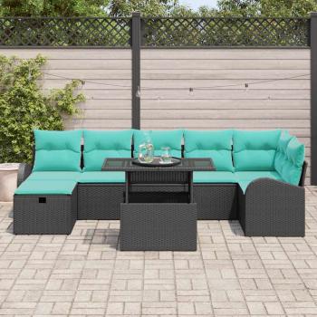 Gartensofa-set 8 Stk. Schwarz Poly-Rattan