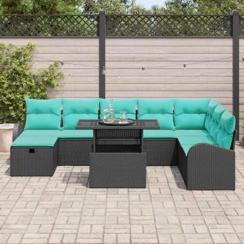 Gartensofa-set 9 Stk. Schwarz Poly-Rattan